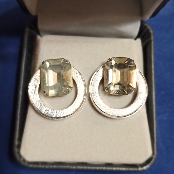 Vintage Men's Cufflinks Gray Crystal